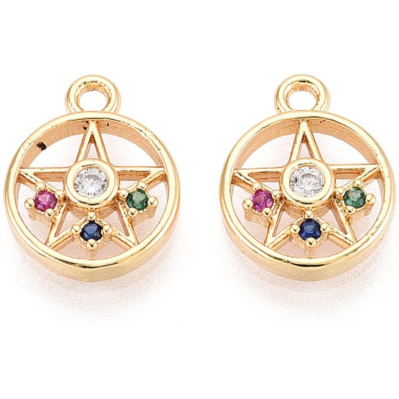 Charm en laiton Micro Pave Zircon Cubique avec étoile, plaqué or 18K — Breloques et pendentifs