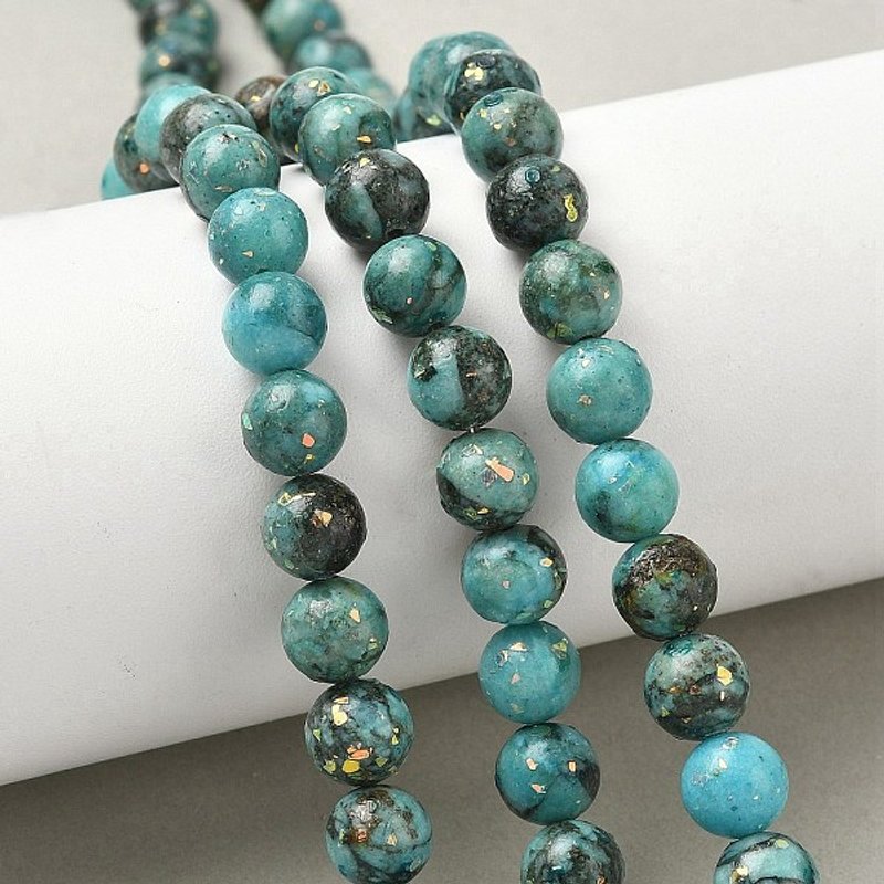 Dyed Natural Dolomite Beads Strands, Round, Medium Turquoise — Jewelry Beads