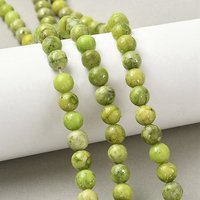 Brins de Perles en Dolomite Teintée, Rondes, Jaune Vert, 7-8mm — Perles à bijoux