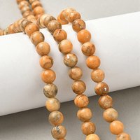 Dyed Natural Dolomite Beads Strands with Sequins, Orange, 7-8mm