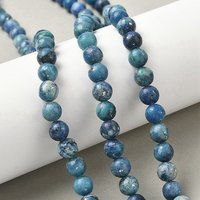 Brins de perles de dolomite naturelle teintées avec paillettes, bleu, 7-8mm — Perles à bijoux