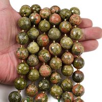 Natural Unakite Beads Strands, Faceted Round with Seed Beads — Jewelry Beads