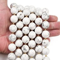 Brins de Perles de Howlite Naturelle, Facettées Rondes avec Perles de Semence — Perles à bijoux