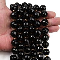 Brins de Perles en Onyx Noir Naturel Teinté et Chauffé, Ronds Facettés — Perles à bijoux
