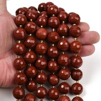 Natural Red Jasper Beads Strands, Faceted Round with Seed Beads — Jewelry Beads
