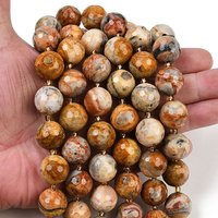 Natural Crazy Agate Beads Strands, Faceted Round with Seed Beads — Jewelry Beads