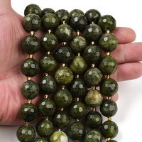 Brins de Perles de Jade Naturel de TaiWan, Facettées Rondes avec Perles de Semence — Perles à bijoux