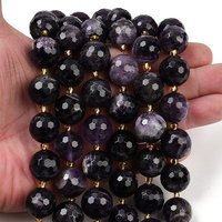 Brins de perles d'améthyste naturelle, facettées et rondes avec perles de semence — Perles à bijoux