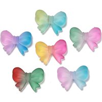 Frosted Transparent Acrylic Bowknot Beads, Two Tone, Mixed Colors — Jewelry Beads