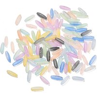 Frosted Glass Rice Beads with Gold Foil, Mixed Colors, 915pcs