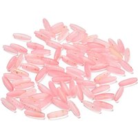 Perles en Verre Givrées en Forme de Riz avec Feuille d'Or, Rose Perle, 21.5x6.5mm — Perles à bijoux