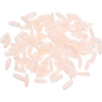 Perles de verre givré en forme de riz avec feuille d'or rose, 21.5x6.5mm — Perles à bijoux