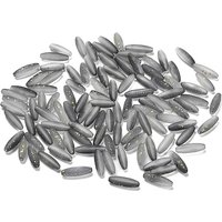 Perles de Verre Givrées en Forme de Riz avec Feuille d'Or, Grises, 21.5x6.5mm — Perles à bijoux