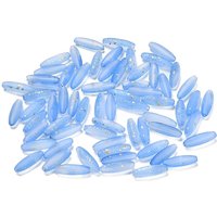 Perles de verre givré en forme de riz avec feuille d'or en bleu myosotis — Perles à bijoux
