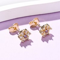 Brass Micro Pave Cubic Zirconia Snowflake Stud Earrings — Costume Jewelry