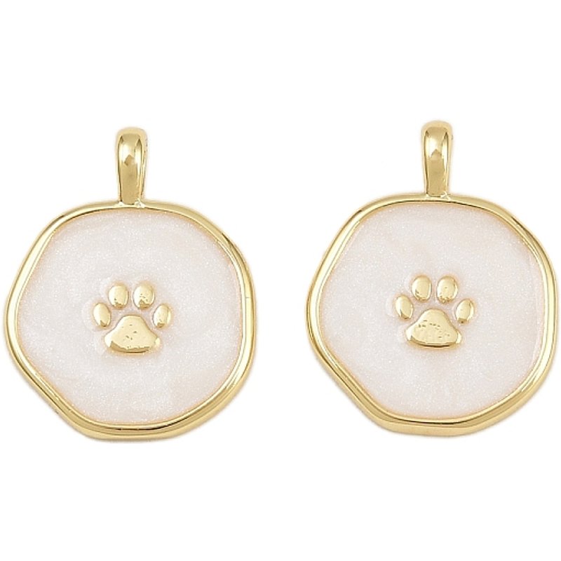 Pendentif en laiton avec empreinte de patte, plaqué or 16K — Breloques et pendentifs