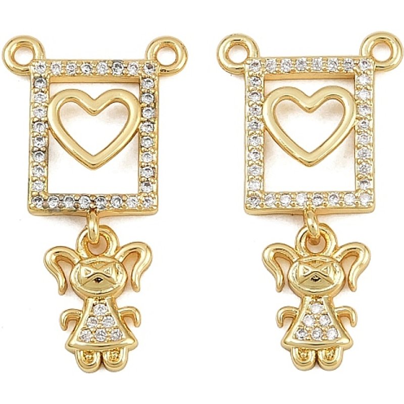 Brass Micro Pave Cubic Zirconia Heart Pendant with Girl — Charms & Pendants