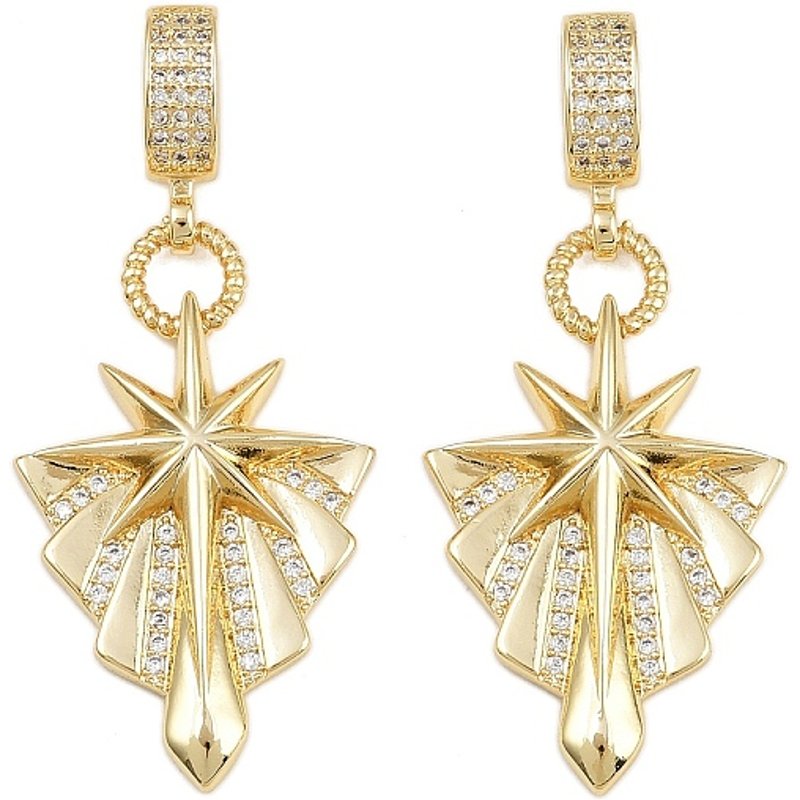 Pendentif étoile en laiton micro pave zircon cubique clair, plaqué or 16K — Breloques et pendentifs