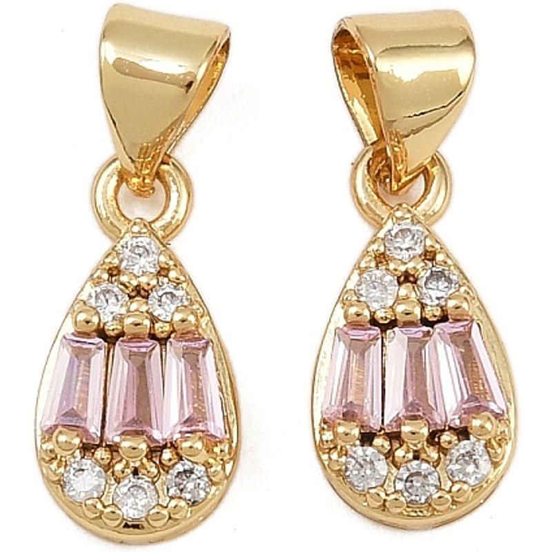 Charms en laiton micro pave zircon cubique en forme de goutte, plaqué or 16K — Breloques et pendentifs