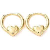 Boucles d'oreilles créoles en laiton en forme de cœur, plaquées or 18K — Boucles d'oreilles créoles