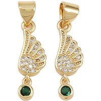 Brass Micro Pave Wing Pendant, 16K Gold Plated