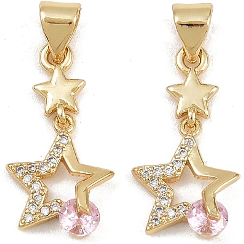 Pendentif étoile en laiton avec zircon cubique micro pave, plaqué or 16K — Breloques et pendentifs