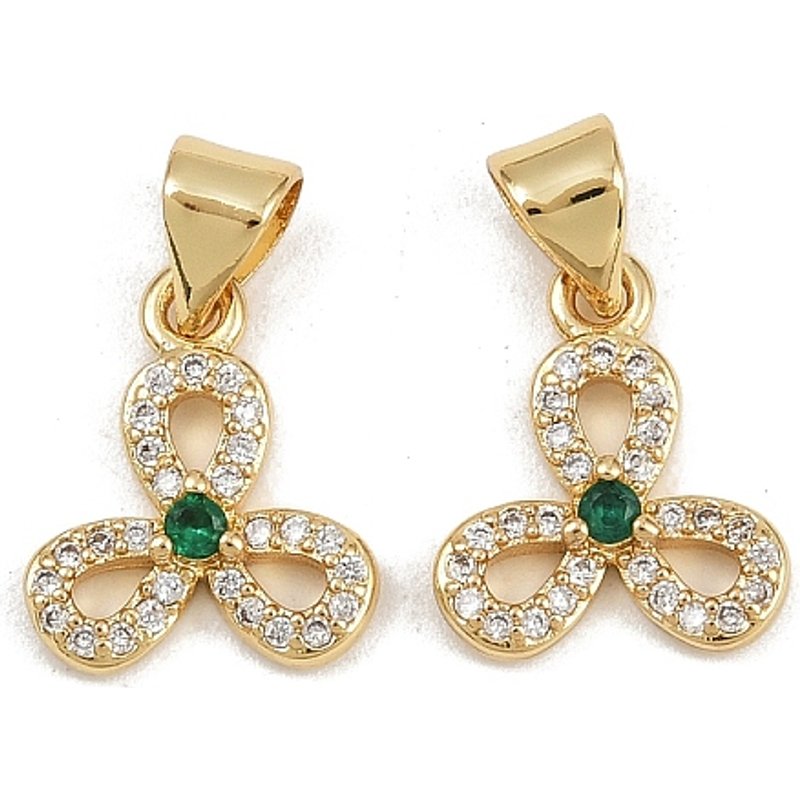 Charms en laiton avec zircon cubique micro pave, fleur, plaqué or 16K — Breloques et pendentifs