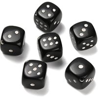 Perles en acrylique opaques noires en forme de dés, 12,5mm, 280pcs