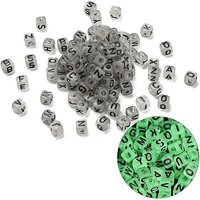 Luminous Transparent Acrylic Cube Beads with Letter - Black — Jewelry Beads