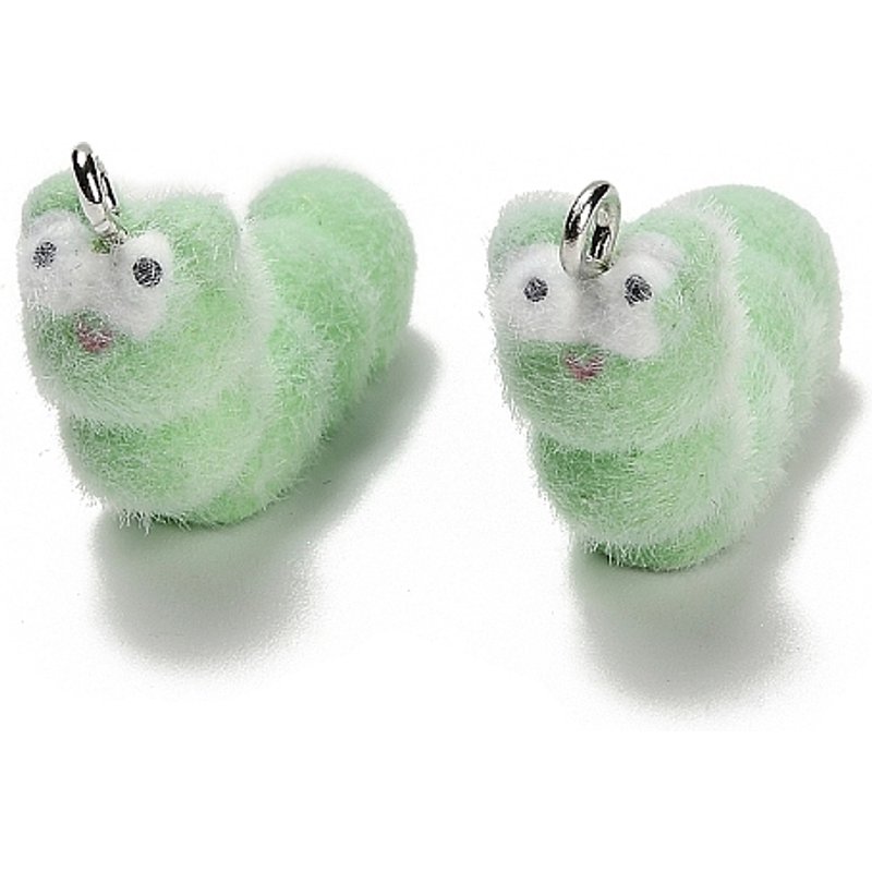 Flocky Opaque Resin Caterpillar Pendant with Platinum Iron Loop — Charms & Pendants