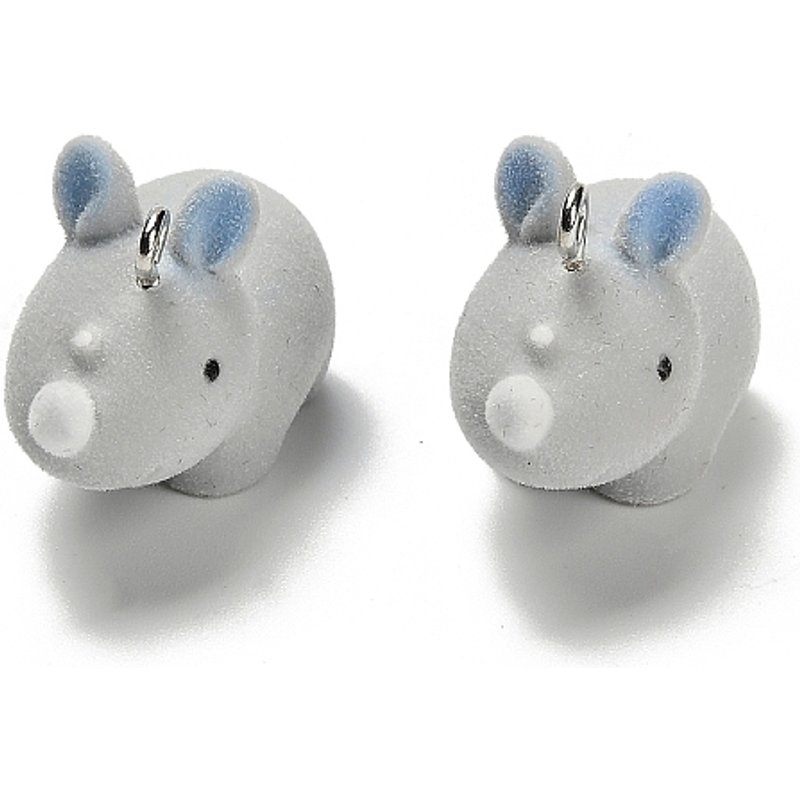 Flocky Opaque Resin Rhinoceros Pendant with Platinum Iron Loop — Charms & Pendants