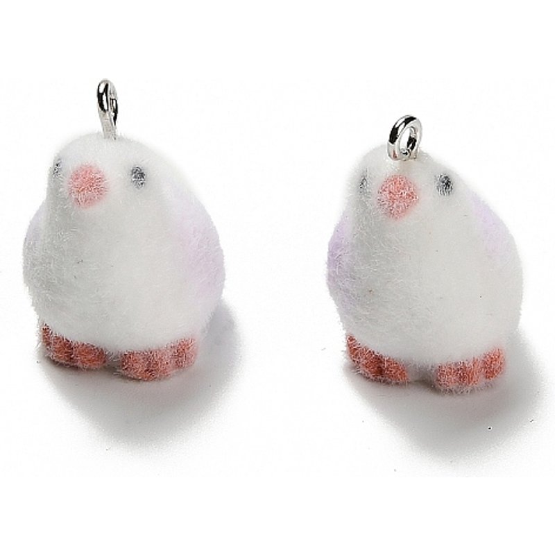 Flocky Opaque Resin Chick Pendant with Platinum Iron Loop — Charms & Pendants