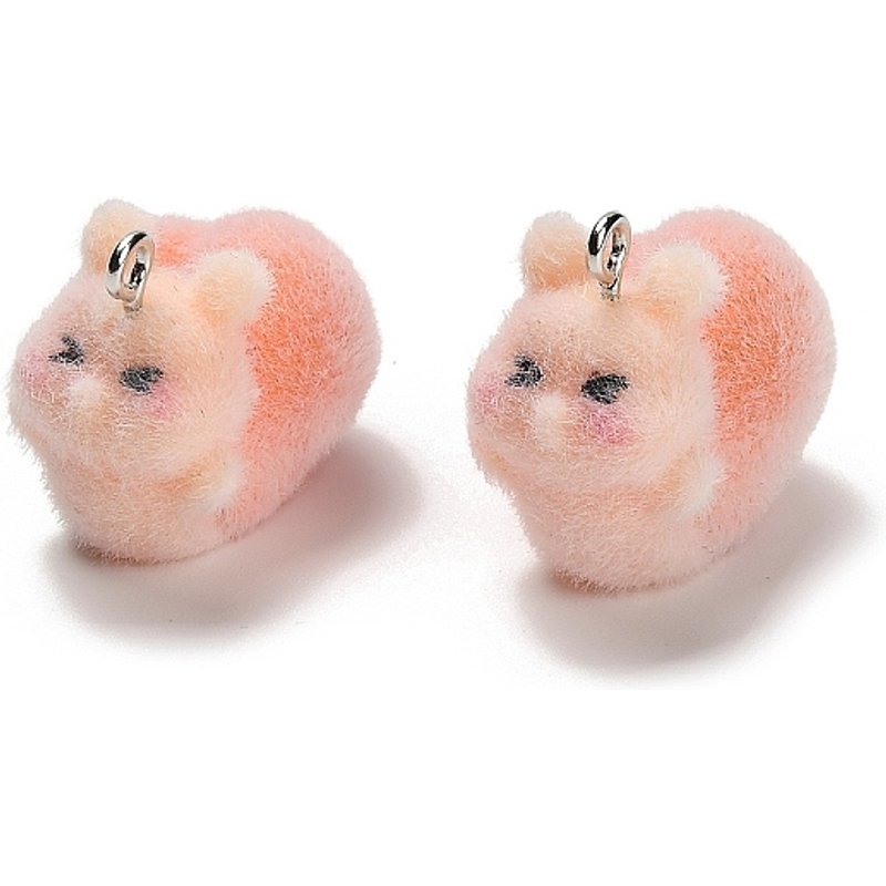 Flocky Opaque Resin Hamster Pendant with Platinum Iron Loop — Charms & Pendants