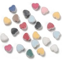 Perles en Acrylique Opaque en Forme de Cœur Flocky, Couleurs Mélangées, 12x14x7mm — Perles à bijoux