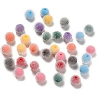 Perles acryliques opaques Flocky, rondes, couleurs mélangées, 8mm — Perles à bijoux