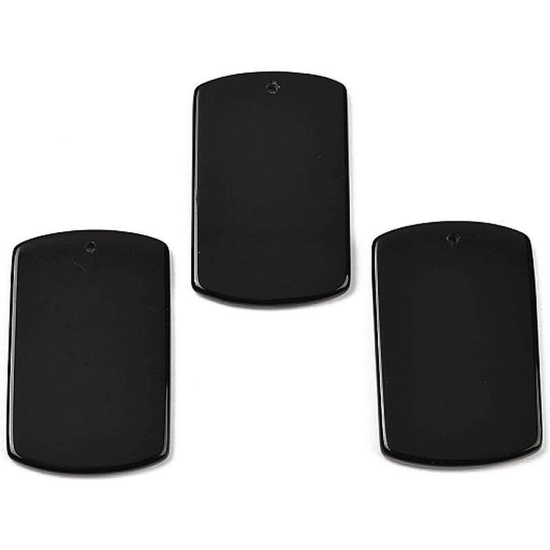 Natural Obsidian Rectangle Charms, 40x25x3.5mm, Hole: 1.6mm — Charms & Pendants