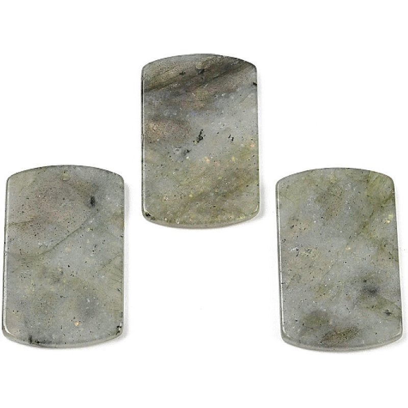 Natural Labradorite Rectangle Charms, 40x25x3.5mm, Hole 1.6mm — Charms & Pendants