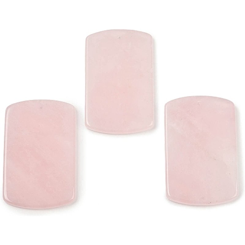 Natural Rose Quartz Rectangle Charms, 40x25x3.5mm — Charms & Pendants