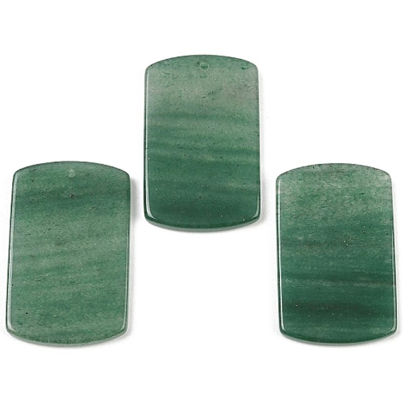 Natural Green Aventurine Rectangle Charms, 40x25mm — Charms & Pendants