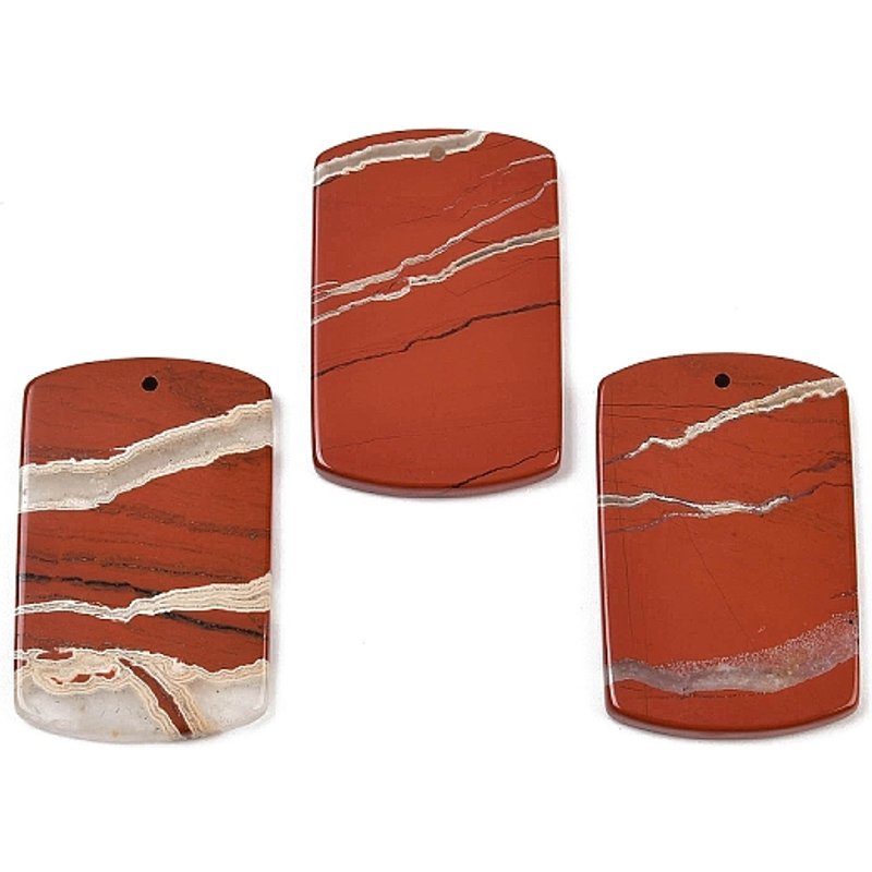 Natural Red Jasper Rectangle Charms, 40x25x3.5mm — Charms & Pendants