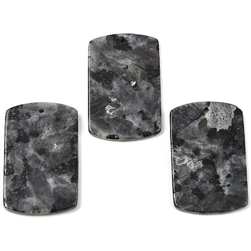 Natural Larvikite Rectangle Charms, 40x25x3.5mm — Charms & Pendants