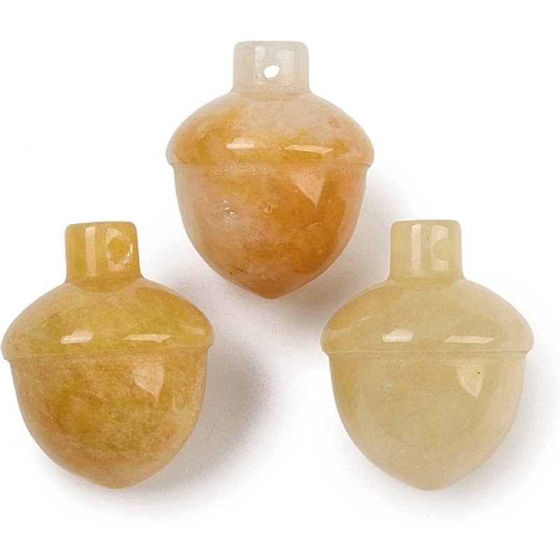 Natural Topaz Jade Acorn Charms, 21-22mm — Charms & Pendants