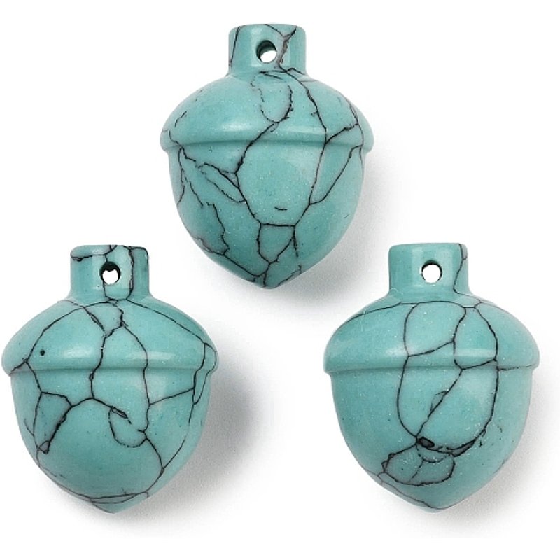 Charms en turquoise synthétique en forme de gland, taille 21-22mm, trou de 1.4mm — Breloques et pendentifs