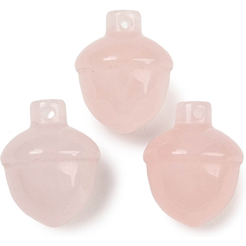Natural Rose Quartz Acorn Charms, 21-22mm, Hole 1.4mm — Charms & Pendants