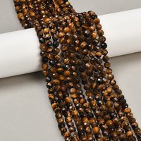 Fils de perles en œil de tigre naturel, ronds facettés, 6-6.5mm — Perles à bijoux