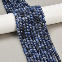 Brins de perles de sodalite naturelle, rondes, facettées, 6-6.5mm — Perles à bijoux