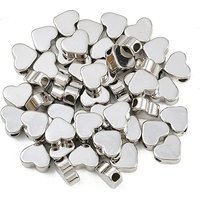 Brass Heart Beads in Platinum Finish, 7x8x3.5mm, Hole: 2mm — Jewelry Beads