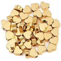 Perles en laiton en forme de cœur, dorées, 7x8x3.5mm, trou 2mm — Perles à bijoux