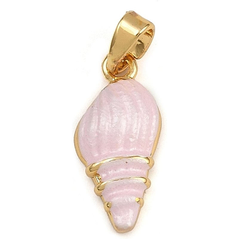 Brass Enamel Shell Pendants in Gold