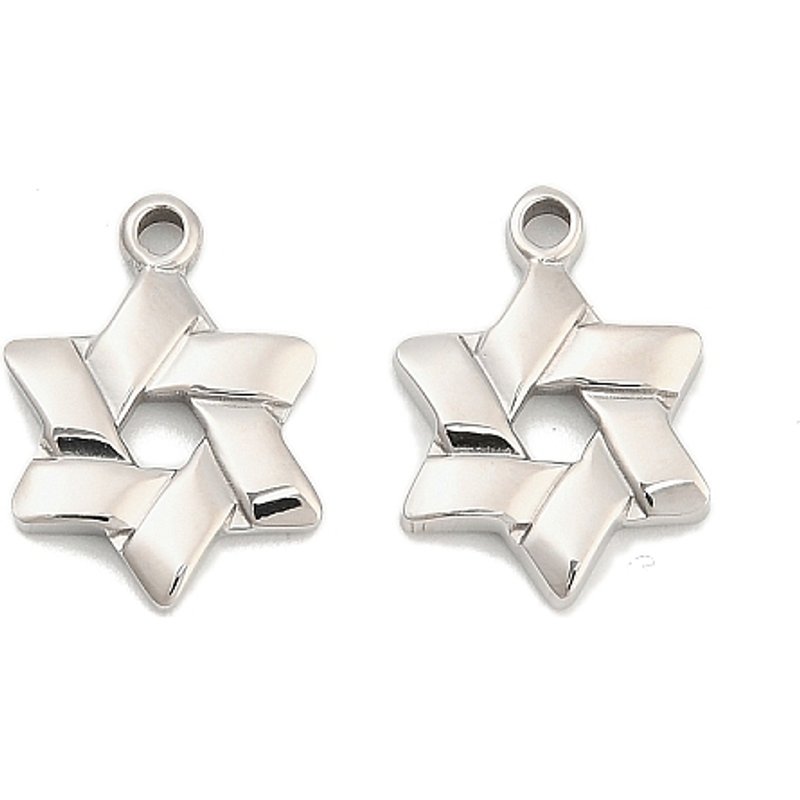 Pendants Hexagram en Acier Inoxydable 304 avec Trou de 1,6 mm — Breloques et pendentifs